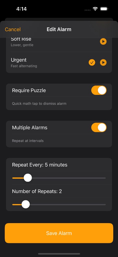 Clocks Plus smart repeat and sound selection