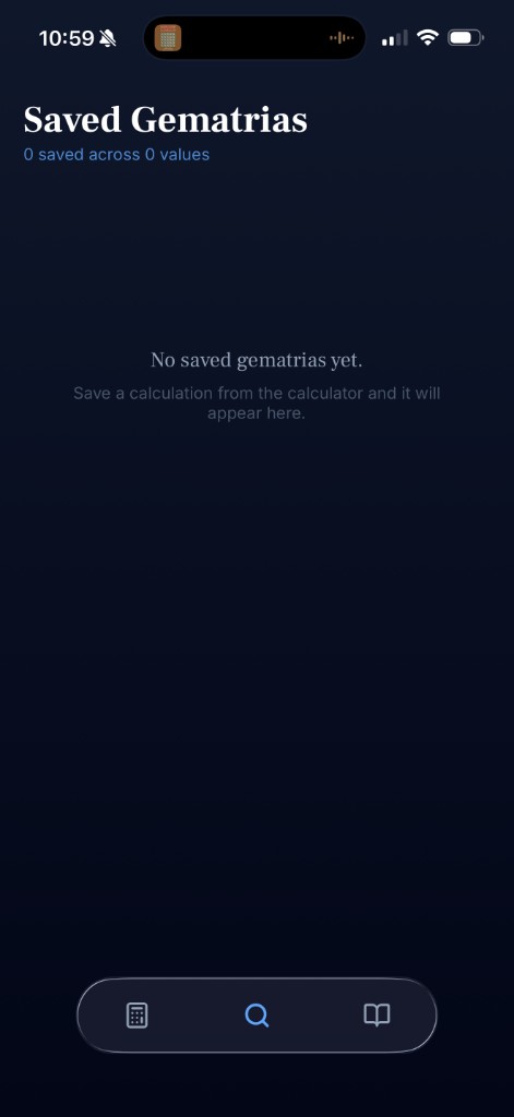 Gematria Calc saved gematrias list